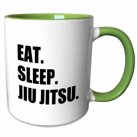 3dRose Eat Sleep Jiu Jitsu - Japanese martial art - Ju Jutsu Jujutsu jujitsu - Two Tone Green Mug,