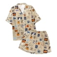 thumbnail image 7 of MEZZALL Women Halloween Printed Pajama Lapel Collar Short Sleeve Tops Cozy Home Loungewear Shorts For Fall Holidays Holiday 2 Piece Pjs, 7 of 7