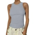 thumbnail image 2 of UoCefik Women Tank Tops Summer Sleeveless Basic Cami Top Shirt Slim Knit Ribbed Racerback Blouses Light Gray XL, 2 of 5