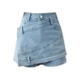 thumbnail image 4 of Endives Women's Jean Denim Skort High Waisted Asymmetrical Short Skirt, 4 of 4