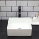 thumbnail image 5 of Kichae Fregadero cuadrado de 15 x 15 para baño, porcelana, cerámica, blanco, lavabo sobre encimera, moderno fregadero para gabinete, lavabo, hotel, lavabo artístico, lavabo para el hogar, 5 of 7