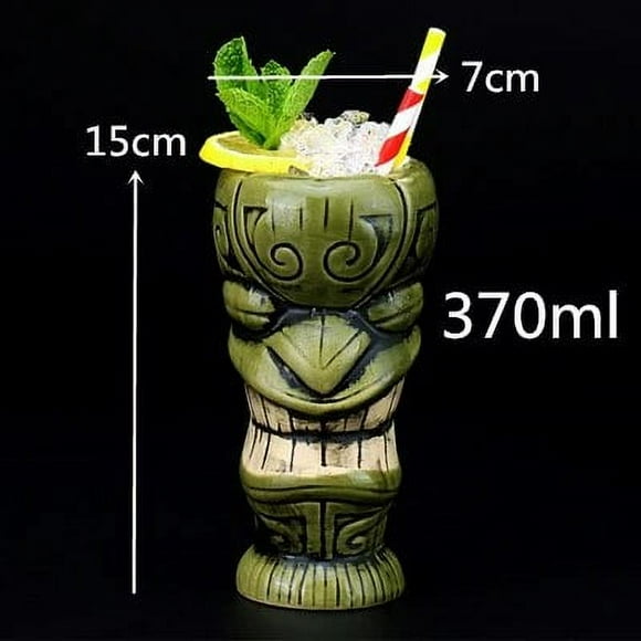 370ml Skull Doll Tiki Mug Cocktail Cup Beer Wine Mug Ceramic Tiki Mugs Art Crafts Creative Hawaii Mugs Easter Islander Bar Tool