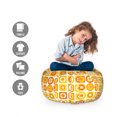 thumbnail image 2 of Floral Storage Toy Bag Chair, Cubes Squares Geometric Botany Art Rhythmic Illustration Pattern, Stuffed Animal Organizer Washable Bag, Large Size, Orange Mustard, by Ambesonne, 2 of 3