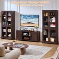 thumbnail image 6 of Joaxswe 72" Tall Bookshelf, Display Cabinet with Arched Glass Door, Bookcase Storage Pantry with Adjustable Shelves for Living Room, Office, Walnut, 6 of 9