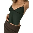 thumbnail image 3 of Women Sexy Backless Camisole Cute Tie Up Spaghetti Strap Crop Top Summer Deep V Neck Top Vintage Streetwear, 3 of 6