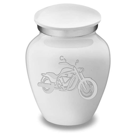 Drevy Motorcycle Keepsake Cremation Urn (White)