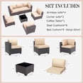 thumbnail image 2 of Livipatio Patio Furniture Set, 7 Pieces Outdoor Conversation Set with Rattan Sectional Sofa, Coffee Table for Garden Backyard, Beige, 2 of 6