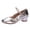 Silver, variant on Women's So𝗅id Color Sandals V𝗂ntage Buckle Strap Sandles Round Toe Chun𝗄𝗒 Shoes Comfortable Soft Sloe Slippers for Social Dance Ballroom Latin Beginner