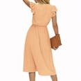 thumbnail image 3 of Robe Décontractée Unie Col en V Taille Fraîche pour Femmes, 3 of 5