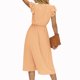 thumbnail image 3 of Vestido informal de mujer con cuello en V y cintura lisa - Tejido de poliéster - Estilo fresco - Tallas S-XL, 3 of 6