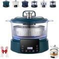 thumbnail image 1 of Rice Soup Separation Electric Cooker, Non-stick Pan & Rices Soup Separate, 3L Low Carb Rice Cooker with Reservable-Timable and Liftable Filter Basket, for Rices, Ramen, Hot Pot (Green,glass), 1 of 8