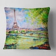 thumbnail image 2 of Designart Colorful Painting of Eiffel - Landscape Printed Throw Pillow - 18x18, 2 of 5
