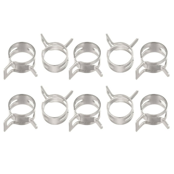 Uxcell Spring Hose Clamp, 65Mn Steel 12mm Low Pressure Air Clip Clamps Fuel Lines Vacuum Hoses, Nickel Plated, 10 Pack