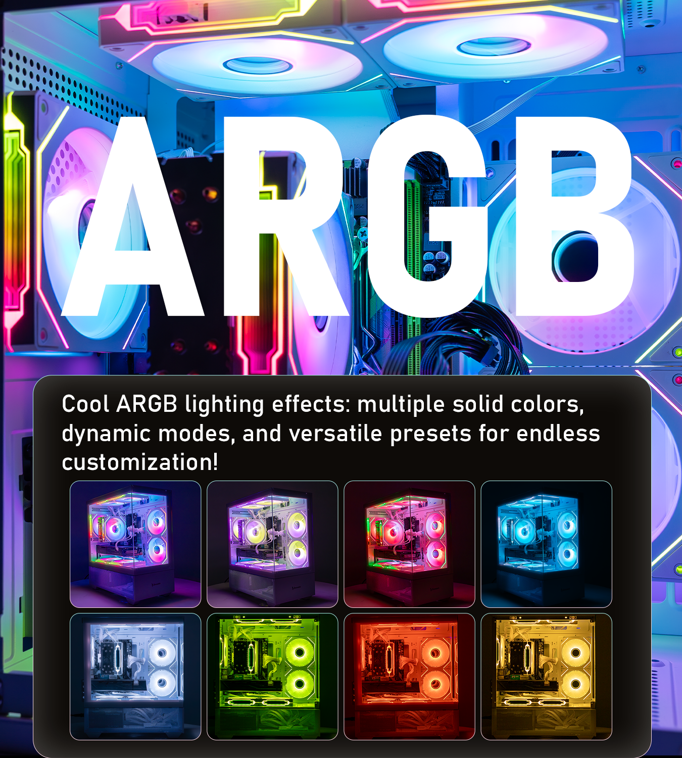 EVOUNIC ARGB Gaming PC Computer Desktop i7-8700K RTX 3060 12GB GDDR6 512GB SSD+1TB HDD 16GB RAM WiFi6 BT 5.4 Win11 W/ RGB Keyboard & Mouse