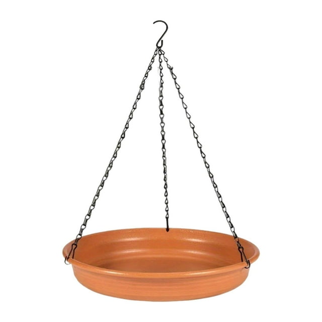 Baño para pájaros colgante para exteriores, bandeja de agua para pájaros, regalo ideal, comedero para pájaros simple y versátil con gancho y cadena 30x48 centímetros