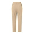 thumbnail image 4 of SELONE Womens Trouser Pants Plus Size Lounge Pants with Pockets Cotton Linen Elastic Waist Cropped Trouser Loose Casual Long Beach Pants Solid Straight Khaki L Tall Breathable Summer Clothes, 4 of 6