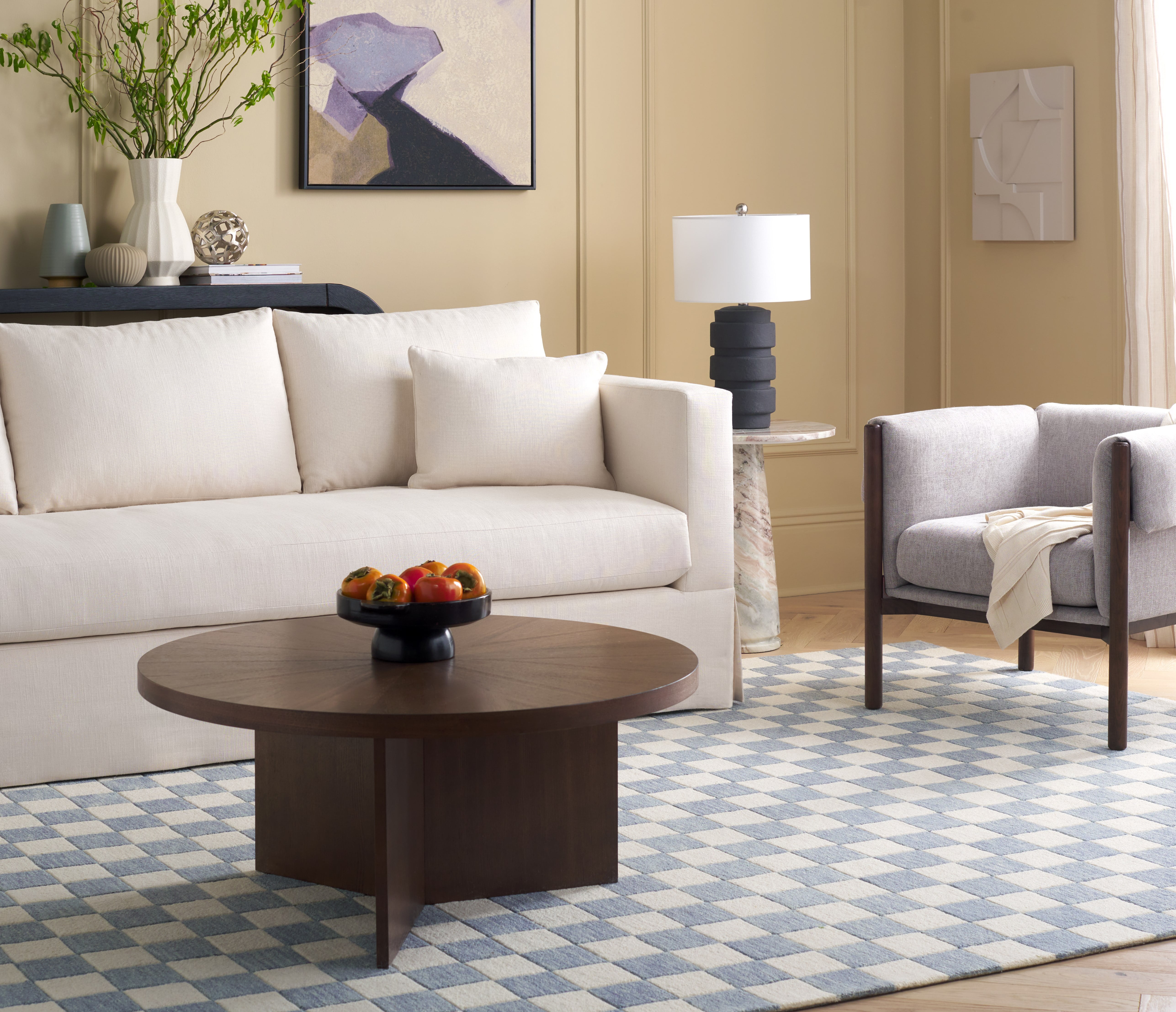 SAFAVIEH Martha Stewart Chelsea Checkered Area Rug, Light Blue/Ivory, 5' x 8'