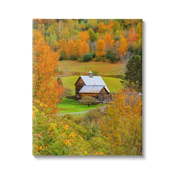 Stupell Industries Autumn Farmhouse Cabin Nature Photography Gallery Wrapped Canvas Print Wall Art, 16 x 20