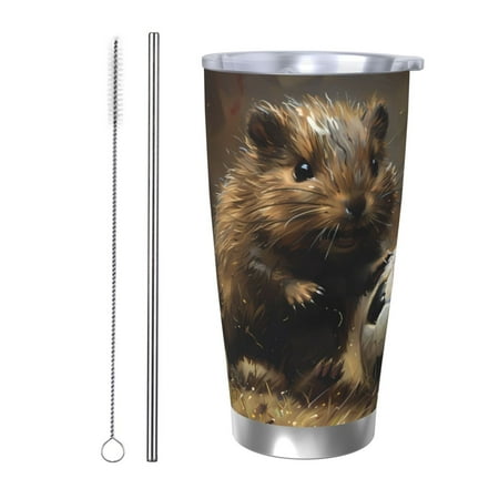

Gukieu Football Loving Hamster Print 20OZ Car Cup Vacuum Stainless Steel Leak-proof Thermos Cup Unisex Suitable for Home Outdoor and Sports-Straw Two-piece Set