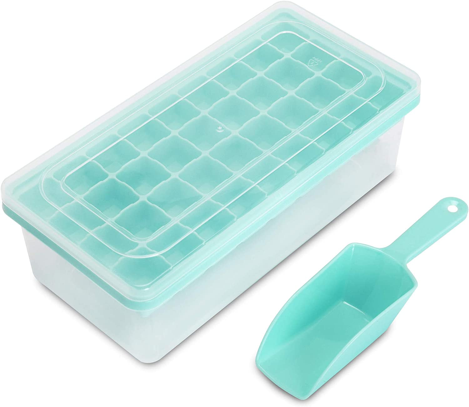 jootic Ice Cube Tray With Lid and Bin 36 Nugget Silicone Ice Tray For Freezer 