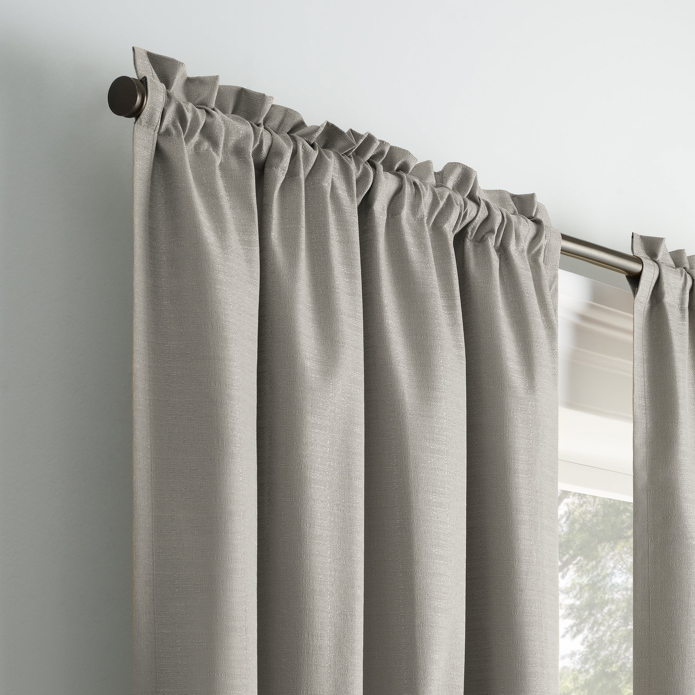 (2 pack) Eclipse Samara Solid Blackout Curtains, Single Curtain Panel, 54 Inch Long Blackout Curtains, 37" W x 54" L, Gray
