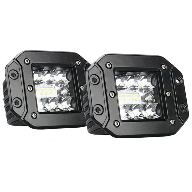 2X 5" 16W Cree LED Work Light Flush Mount Spot For Jeep Off road Truck Amber 5D+ 