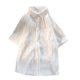 thumbnail image 1 of Camisas Para Hombre XXL Blusa de manga corta con bolsillo para hombre, informal, a rayas, con arrugas, a la moda, de verano (White, XL), 1 of 7