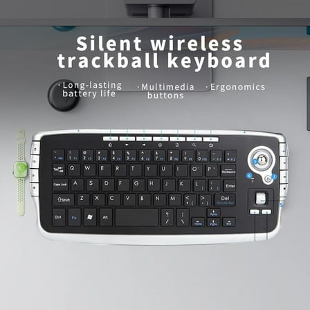 JOMAA Wireless Trackball Keyboard 2.4G Mini Keyboard Music Ergonomic Keyboard with trackball and Scroll Wheel