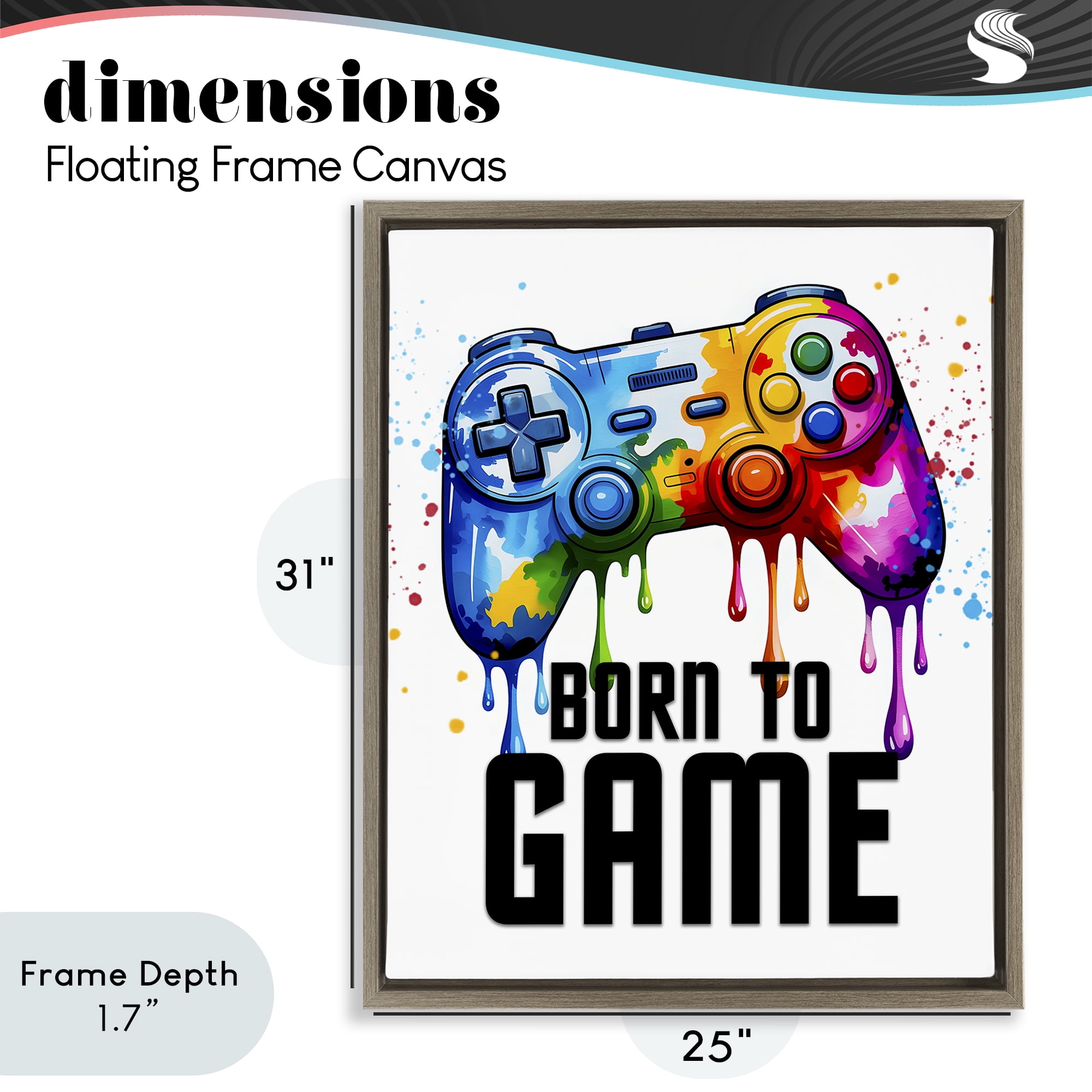 Stupell Industries Born To Game Splash Brown Framed Floater Canvas Wall Art, design by Kim Allen