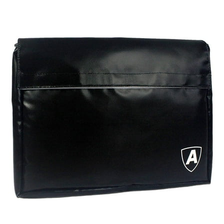 Black Fireproof Document Bag Silicone Coated Fire & Water Resistant (16"x 12")