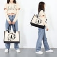 thumbnail image 4 of Bolso de lona de moda para mujer de hombro portátil con estampado de letras, 4 of 5