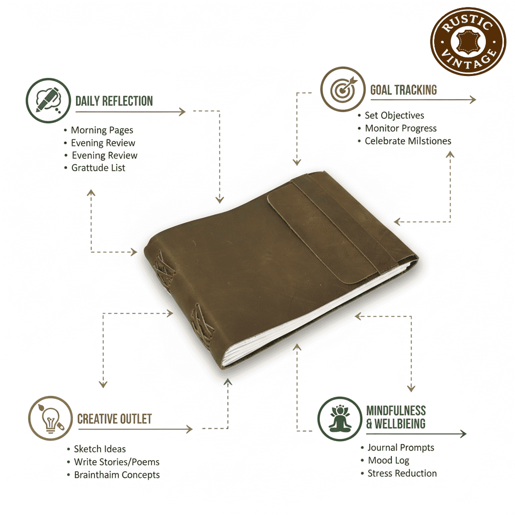 RusticVintage Leather Drawing Journal Daily Travel Diary, Antique Handmade Vintage Bound Rustic Writing Notebook, Genuine Leather- Quality Unlined/Blank Cream Paper, Art Sketchbook, 7x10 Inches-Green