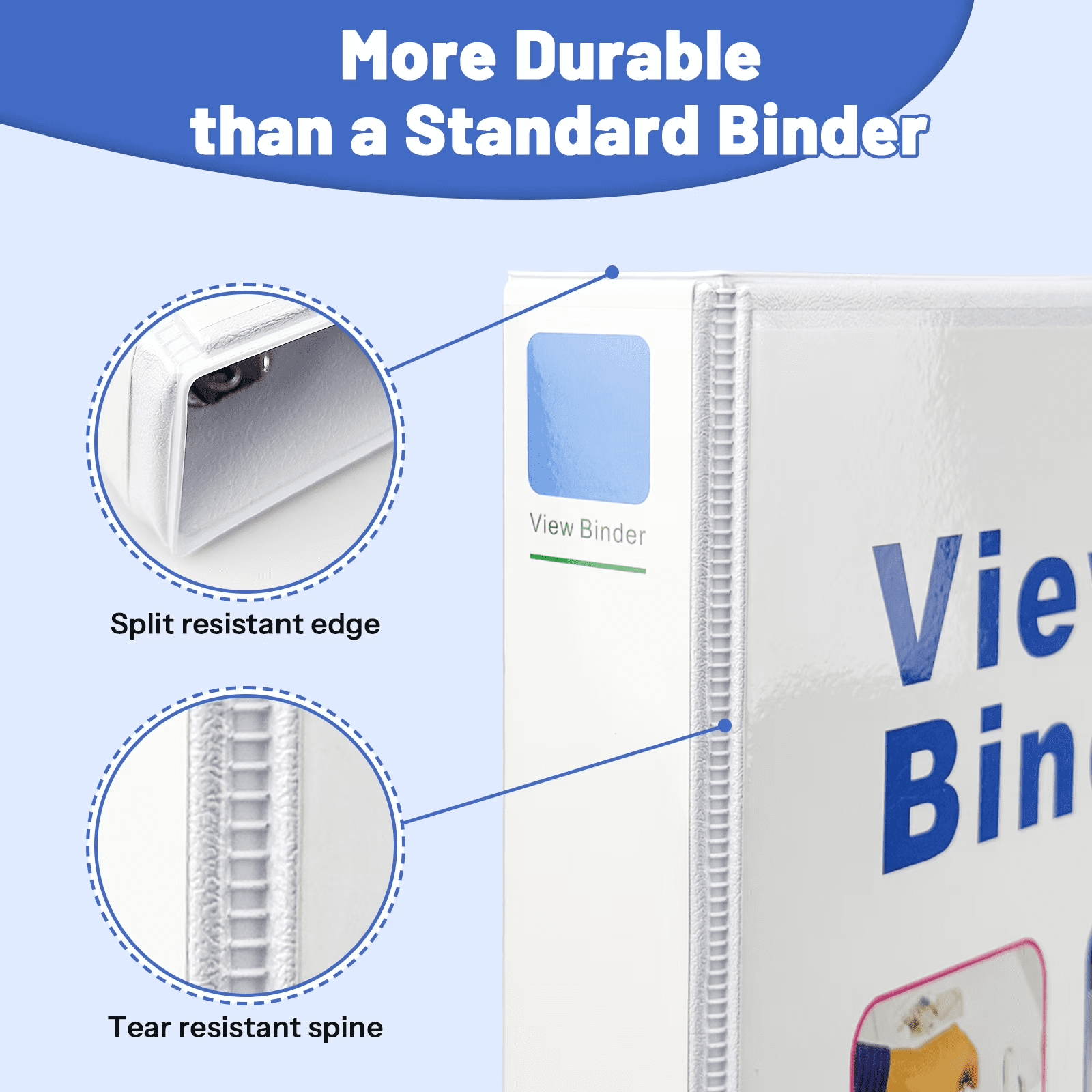 AGCAN 3 Ring Binder 1.5 inch Heavy-Duty View Binders for School, Office, 4 Pack, School Supplies