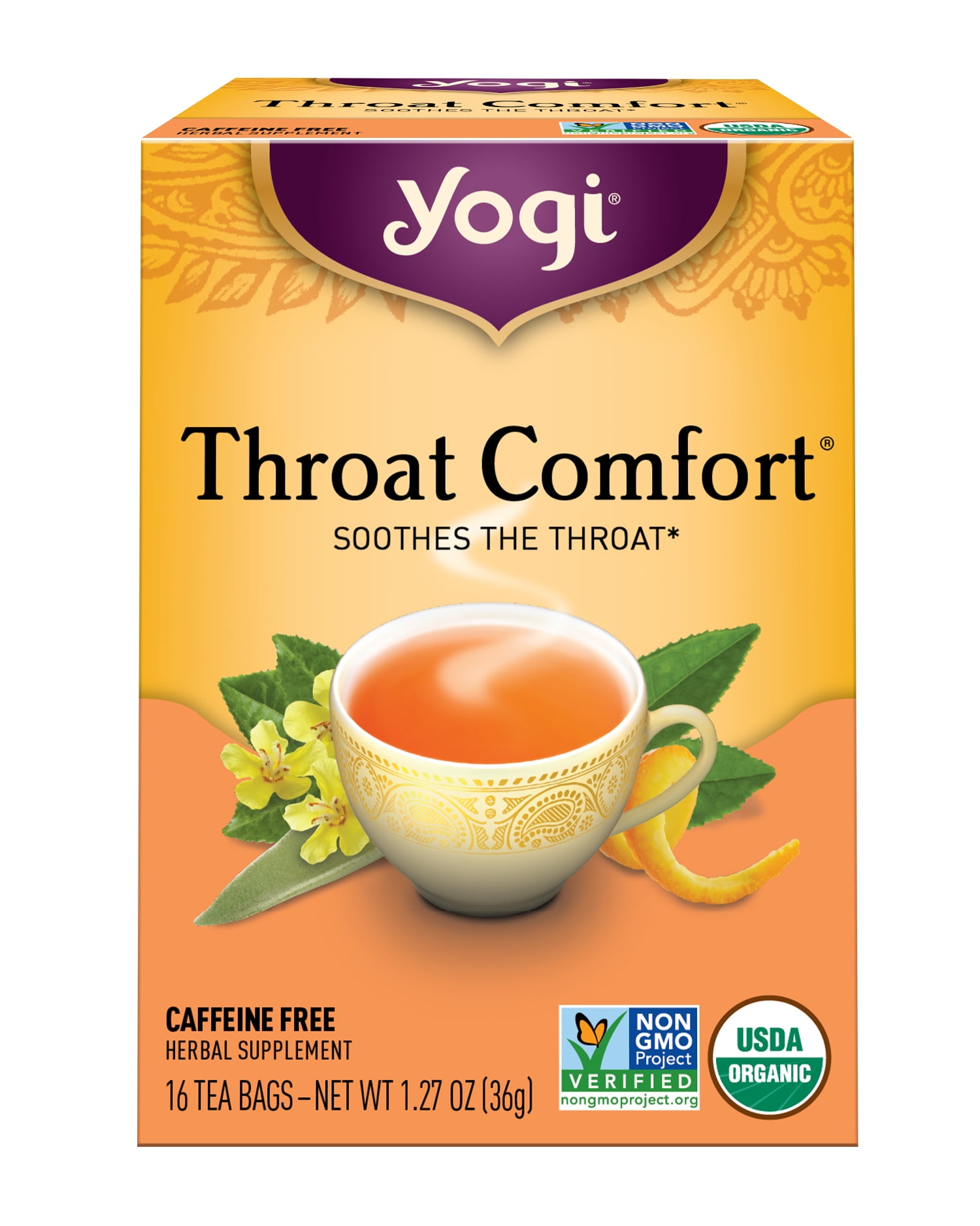 Yogi Tea Herbal Tea Bags Throat Comfort Tea Soothes The Throat 16 Ct Tea Bags Walmart Com Walmart Com