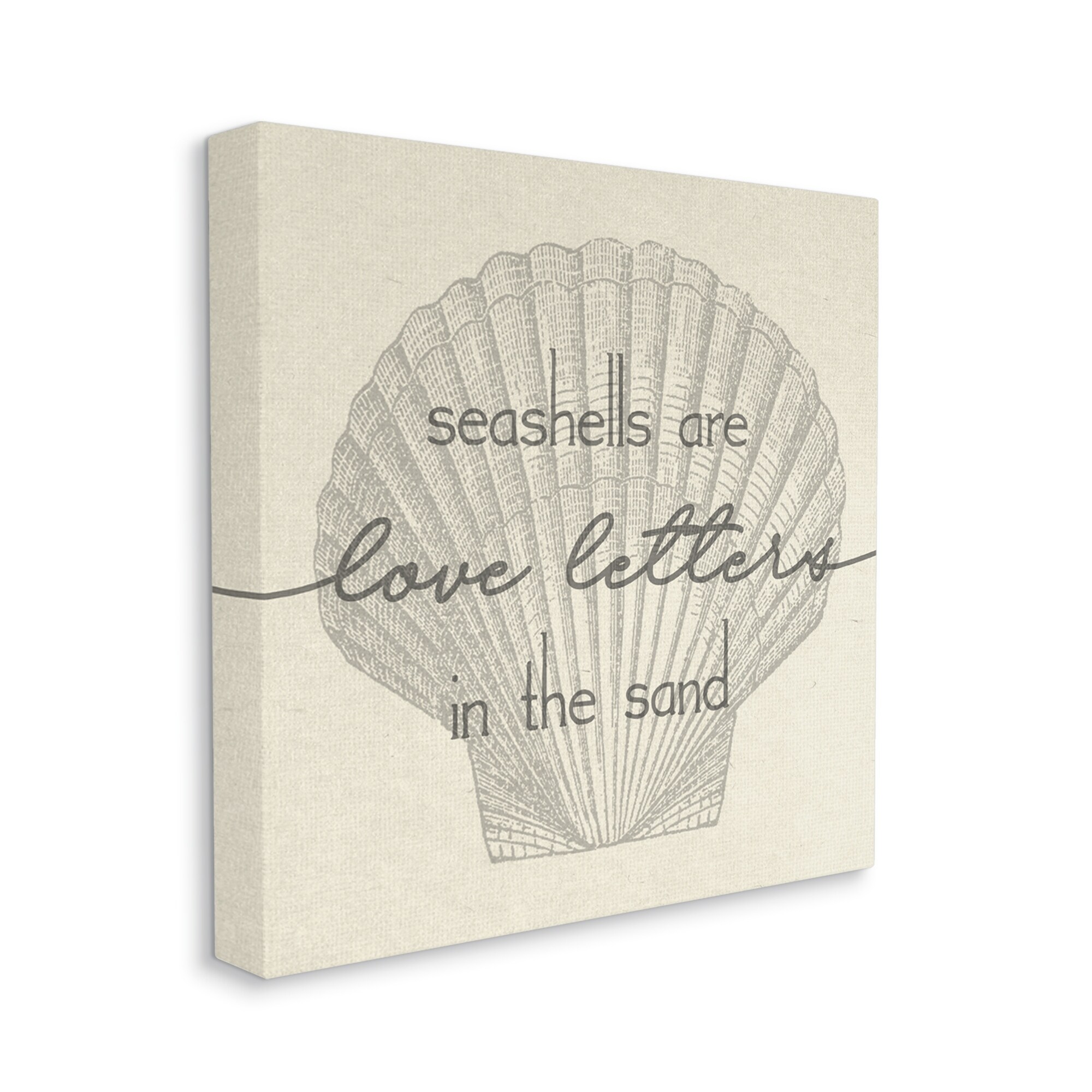 Stupell Industries Seashells are Love Letters Etched Beach Quote Drawing Canvas Wall Art, 30 x 30, Design by Daphne Polselli
