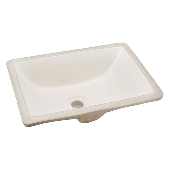 UM-16x11 Ceramic Undermount Bathroom Sink, 16x11 Inch Rectangle Bisque Vanity Sink, 1.5 Inch Drain, with Overflow