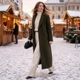 thumbnail image 7 of Rexolia Women's Wool Blend Coat Long Sleeve Notch Lapel Long Trench Fall Winter Office Army Green Women, 7 of 7