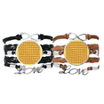thumbnail image 1 of Illusion Lines Repeating Particles Bracelet Hand Strap Leather Rope Wristband Double Set, 1 of 3