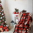 thumbnail image 3 of 51 x 59 Inches Christmas Red Plaid Fleece Blanket Christmas Holiday Throw Blanket with Snowflakes Xmas Flannel Throw Blanket Rustic Buffalo Plaid Blanket for Bed Couch Decor(Red Black), 3 of 6