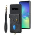 thumbnail image 4 of Nalacover for Samsung S10, Slim Case Wallet with Credit Card Holder, Back Flip Premium Leather Magnetic Clasp Kickstand Wirst Hand Strap Shockproof Cover for Samsung Galaxy S10, Black, 4 of 7