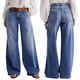 thumbnail image 1 of Jeans de Pierna para Mujer, Cintura Media, Holgados, con Decoración Vaquera Lavada Azul L, 1 of 9