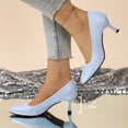 thumbnail image 4 of Modisza Women's Dress Low Heel Pumps Shoes Comfortable Walking Slip on Work Sandals Summer Pointed Toe Heeled Stiletto Blue size 7.5, 4 of 6