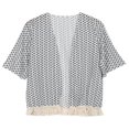 thumbnail image 1 of Femmes Bikini Cover Up Pompon Ourlet Cardigan à Manches Longues Cover Up, 1 of 5