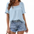 thumbnail image 7 of Womens 3/4 Sleeve Shirts Summer Square Neck Bell Sleeve Tops Business Casual Loose Tunic Work Dressy Blouses, 7 of 7