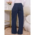 thumbnail image 4 of DARING DIVA Women's Maternity  Wide Leg Loose Middle Waist Denim Pants S Deep Blue, 4 of 8