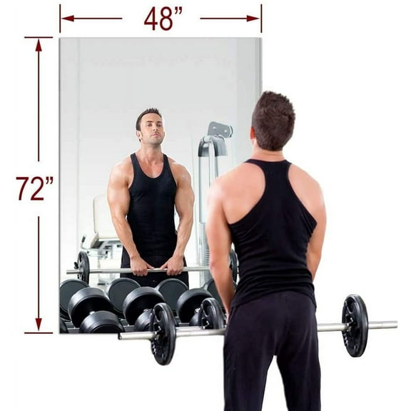 Dulles Glass 48" x 72" Rectangle Gym Mirror, Low Iron Mirasafe, 4-Layer Glass, 5Pcs