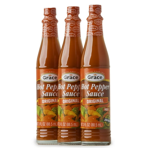 Grace Hot Pepper Sauce 3oz - 3 Pack Hot Sauce Bottles - Jamaican Scotch Bonnet Pepper Sauce - Caribbean Hot Sauce made with Scotch Bonnet Peppers & West Indian Hot Peppers