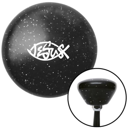 American Shifter White Jesus Fish Black Retro Metal Flake Shift Knob with M16 x 1.5 Insert Shifter Brody