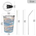 thumbnail image 3 of 11oz Double-Wall Vacuum Insulated Stainless Steel Tumbler with Straws Sports Mugs BPA-Free Peach and Blue Rhombus, 3 of 7