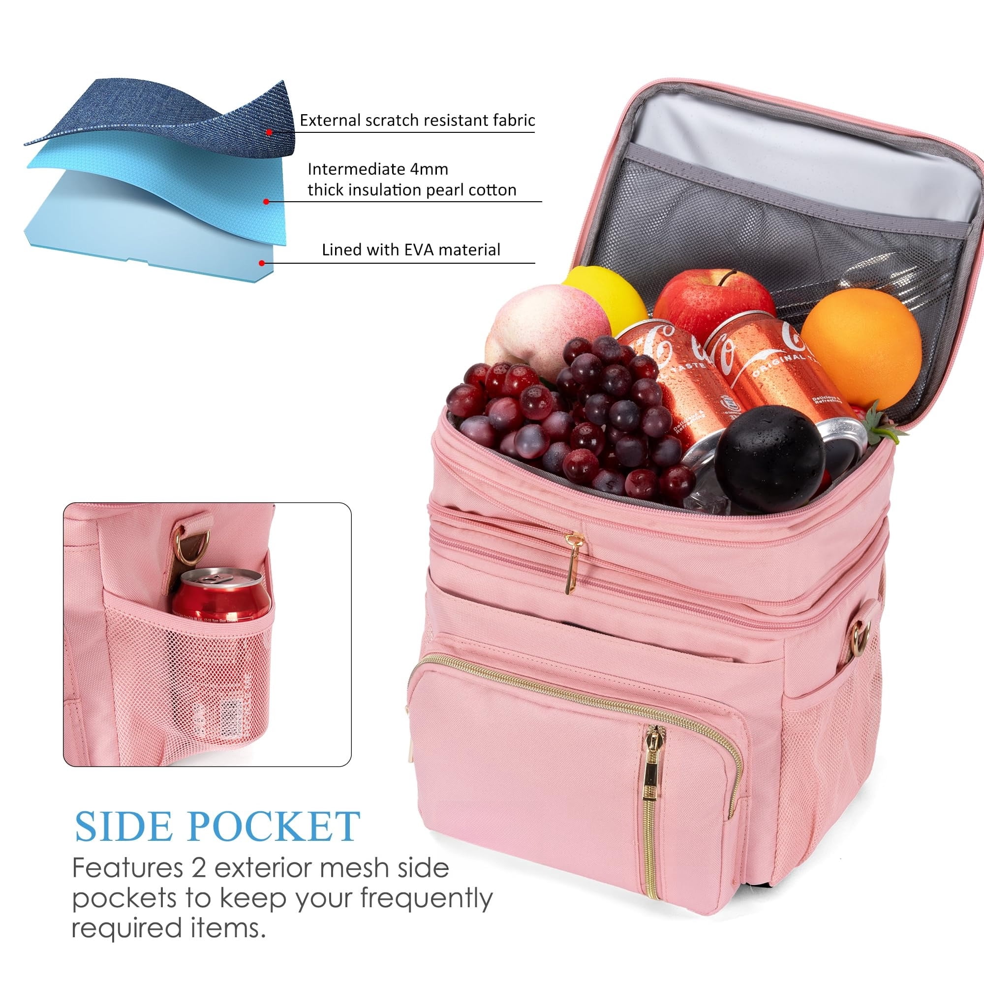 Lunch Bag & Lunch Box for Men Women, Double Deck Leakproof Insulated Soft Large Adult Camping Cooler bag for Work Beach Picnic Travel